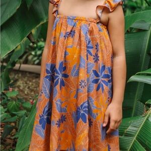 Lex Breezy Floral Yellow & Blue Keiki Makamae Dress Size 12